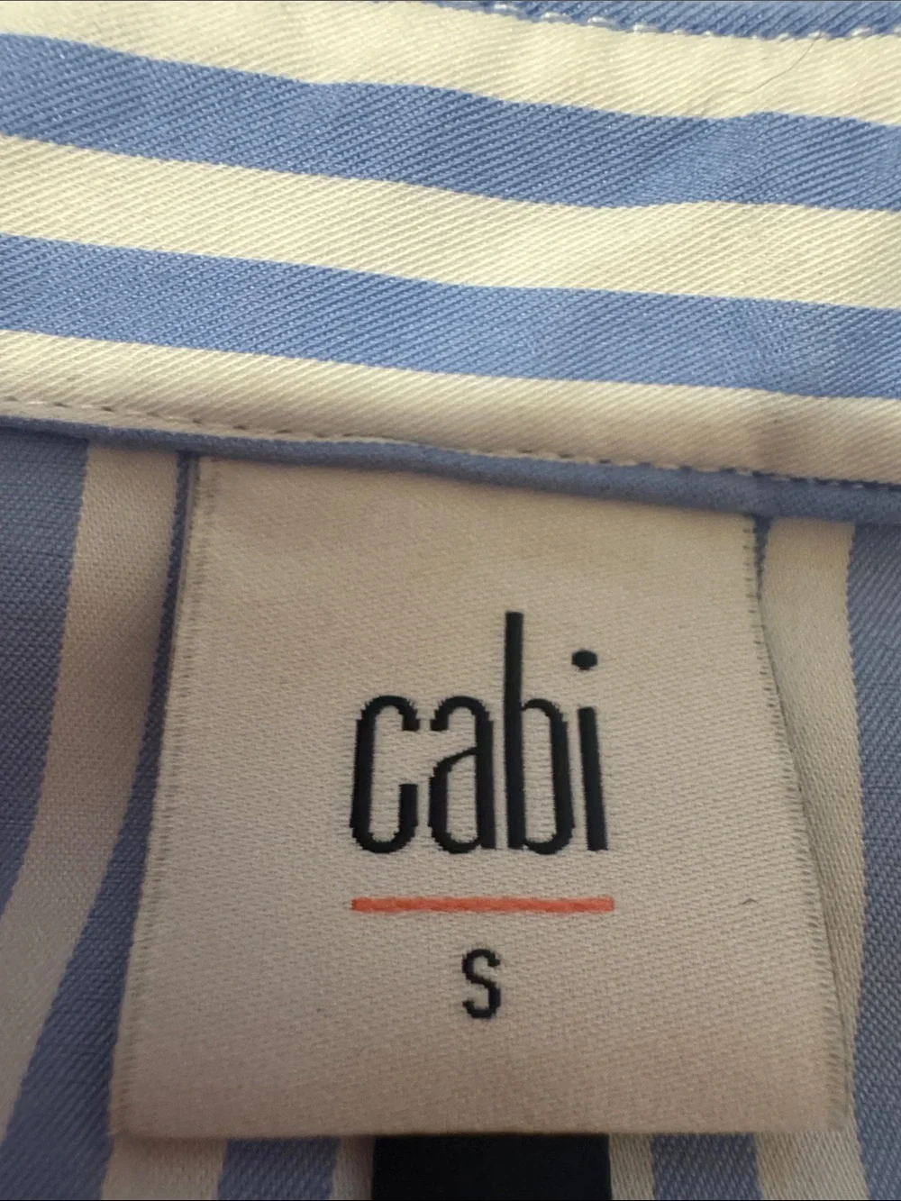 CAbi Blue and White Long-Sleeve Striped Shirt Dress